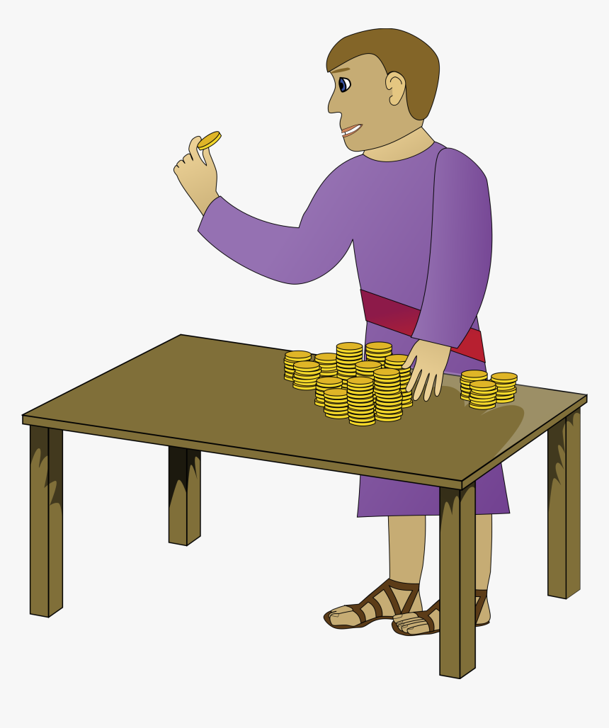 Rich Young Man Counting Clip Arts - Man With Gold Coins, HD Png Download, Free Download