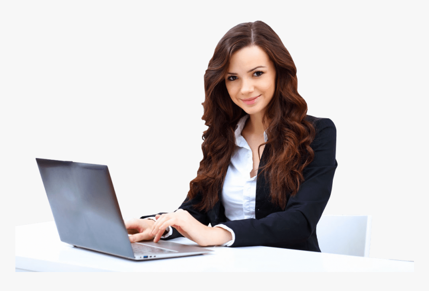 Transparent Woman Office Worker Clipart - Computer With Girl Png, Png  Download - kindpng