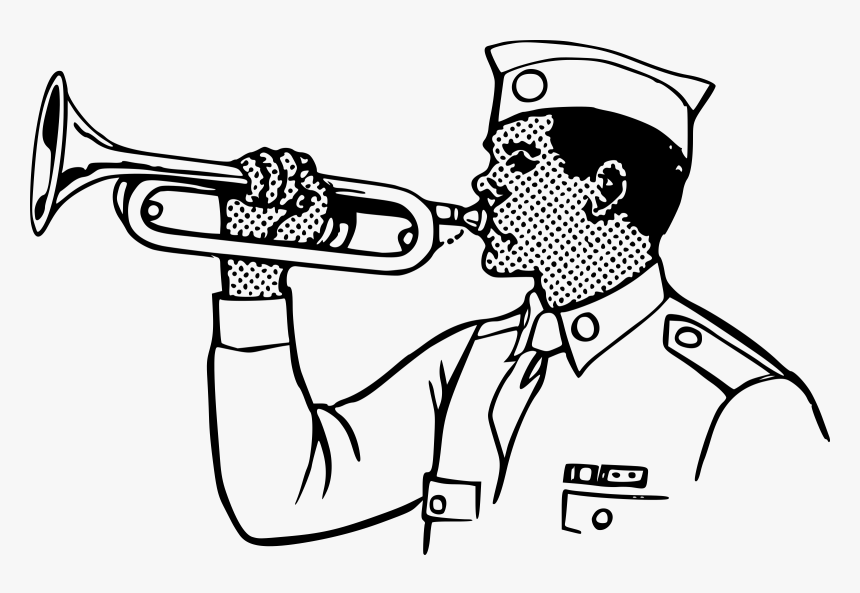 Young Man Playing On A Bugle Clip Arts - Guy Playing Bugle, HD Png Download, Free Download