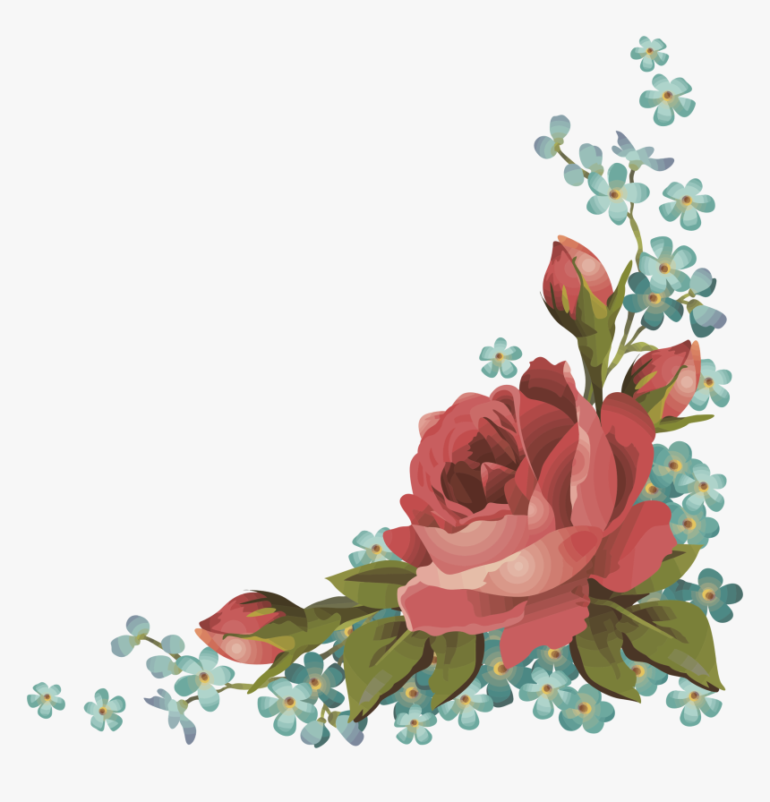 Frames Frame Borders Border Roses Rose Flowers Flower - Corner Floral Border Png, Transparent Png, Free Download