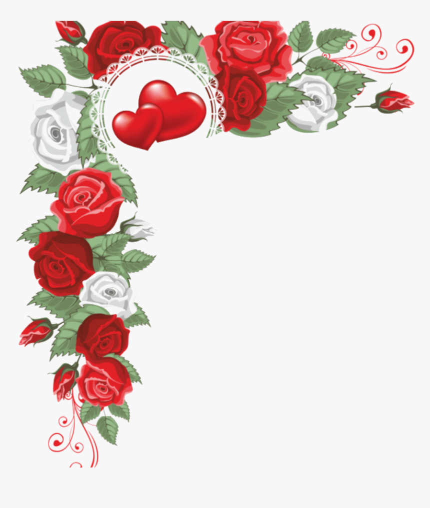 #mq #red #roses #hearts #love #heart #border #borders - Hearts And Flowers Border, HD Png Download, Free Download
