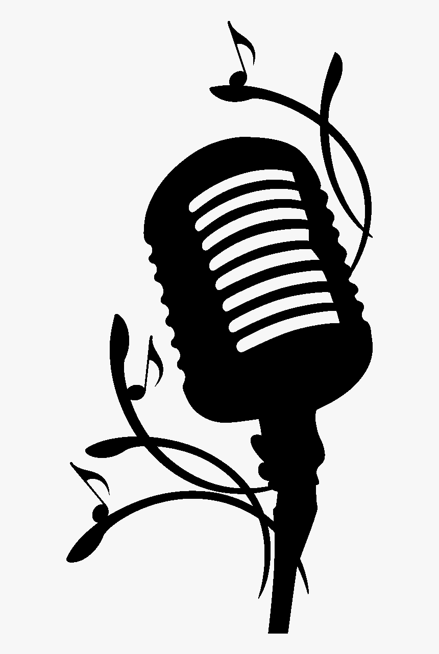 Microphone Silhouette Line Clip Art - Silhouette Microphone Singing Clipart, HD Png Download, Free Download