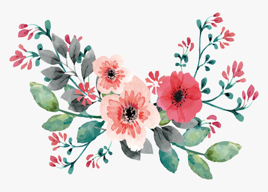 Wedding Invitation Flower Watercolor Painting Clip - Flower And Vine Painting, HD Png Download, Free Download