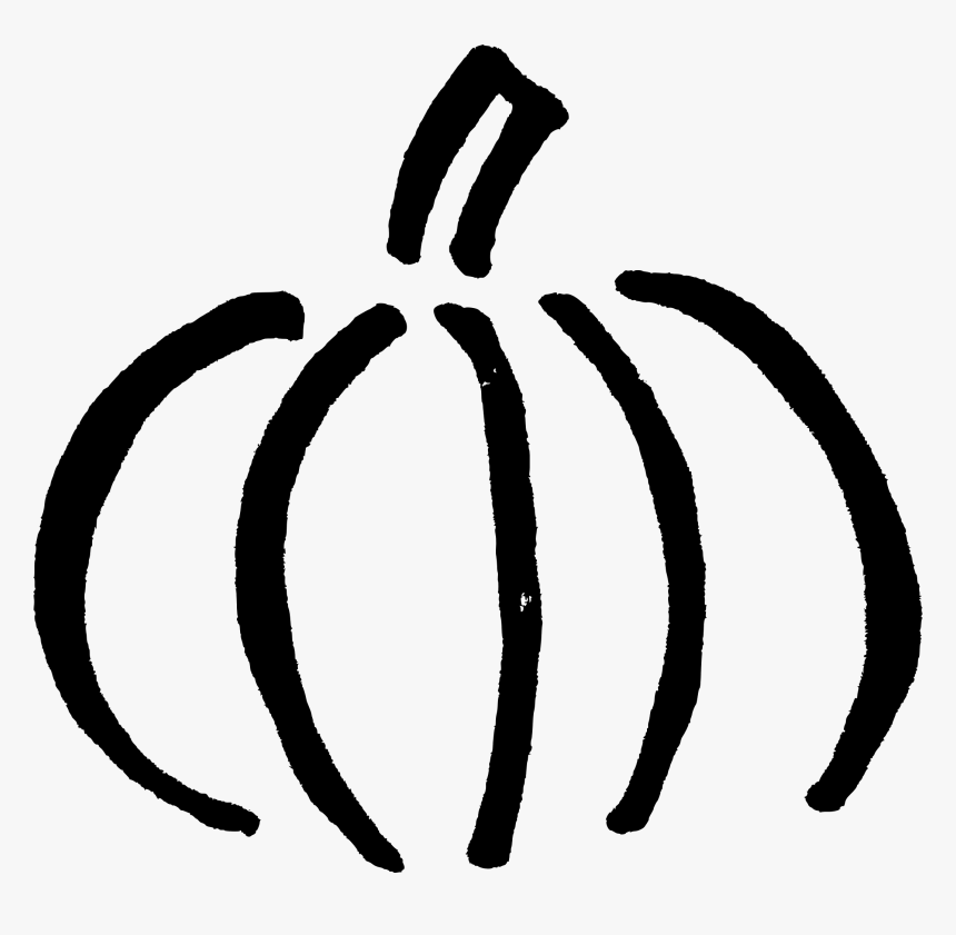 Pumpkin Black And White Clipart Hand Drawn Outline - Pumpkin Clip Art Outline, HD Png Download, Free Download