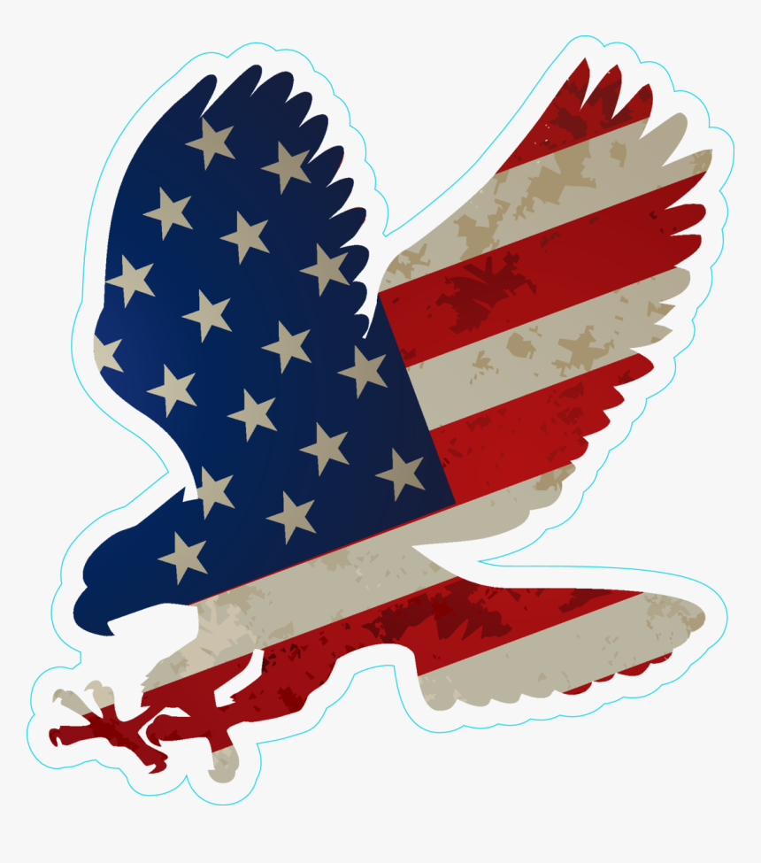 Hd Eagle With Us Flag On Wings Sticker Bumper Sticker - Eagle American Flag Clipart, HD Png Download, Free Download