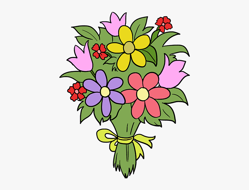 Flower Bouquet Drawing Png - Flower Bouquet Drawing Easy, Transparent Png, Free Download