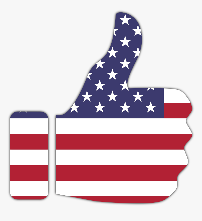 Thumbs Up American Flag With Drop Shadow Clip Arts - American Flag Thumbs Up, HD Png Download, Free Download