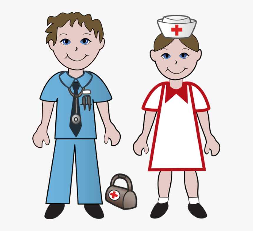 Nurse Clipart Thinking - Nurse Boy And Girl Clipart, HD Png Download, Free Download
