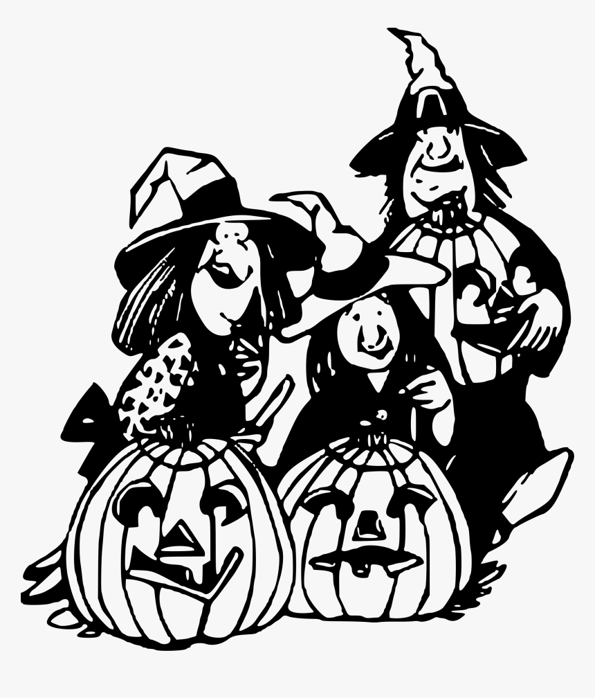 Witches And Pumpkins Clip Arts - Pumpkin Witch Clip Art Black And White, HD Png Download, Free Download