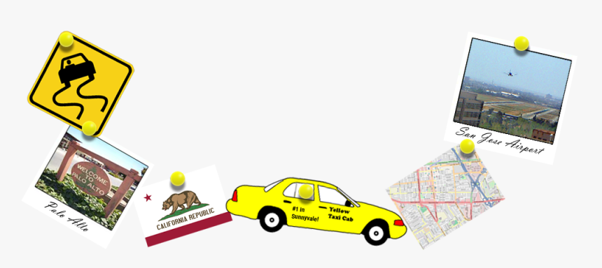 Yellow Taxi Cab California - Taxi, HD Png Download, Free Download