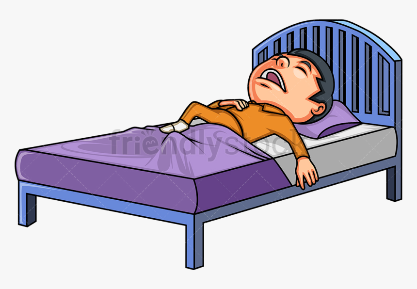 Bed Little Boy In Vector Cartoon Clipart Transparent - Bed Frame, HD Png Download, Free Download