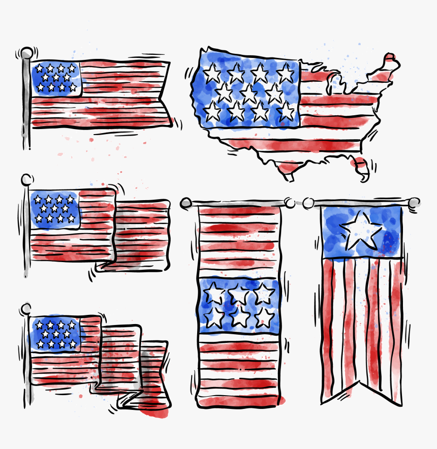 Flag Of The United - Transparent American Flag Watercolor, HD Png Download, Free Download
