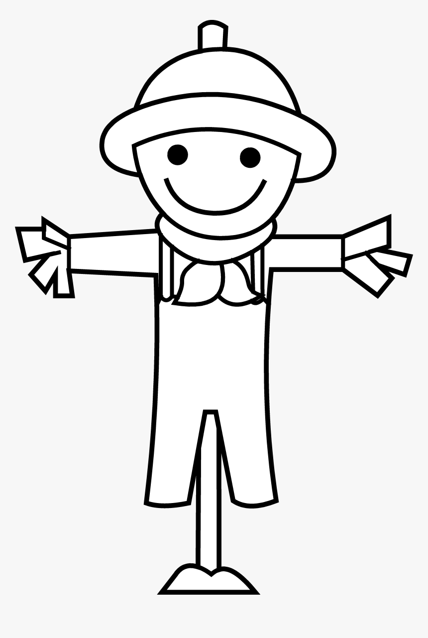 Cute Little Scarecrow Line Art - Scarecrow Black And White Clipart, HD Png Download, Free Download