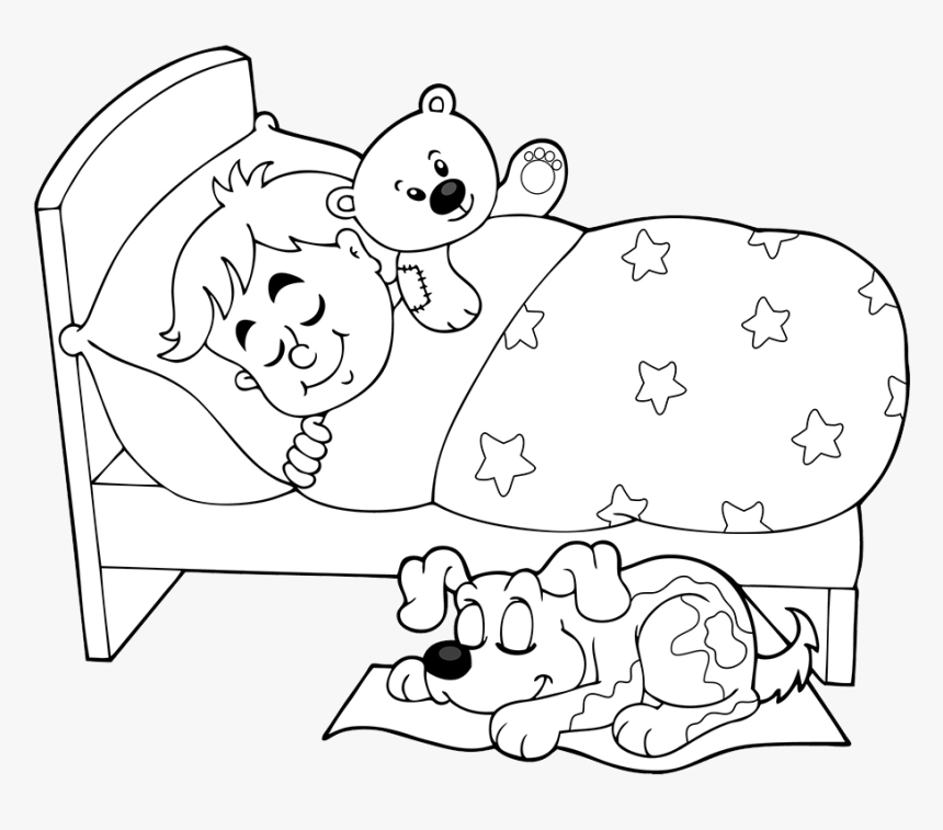 Sleeping In Bed Png Black And White - Clip Art Black And White Sleep, Transparent Png, Free Download