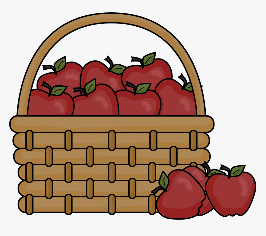 Picnic Basket Picnic Blanket Cliparts Png - Cartoon Basket With Apples, Transparent Png, Free Download