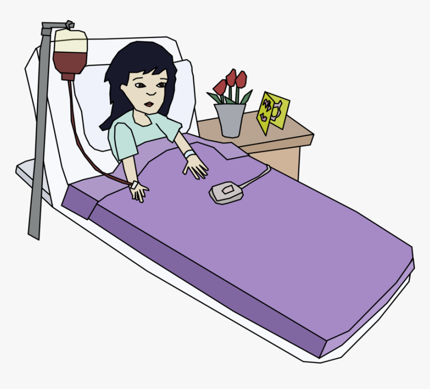 Purple,play,cartoon - Clip Art Patient In Hospital Bed, HD Png Download, Free Download