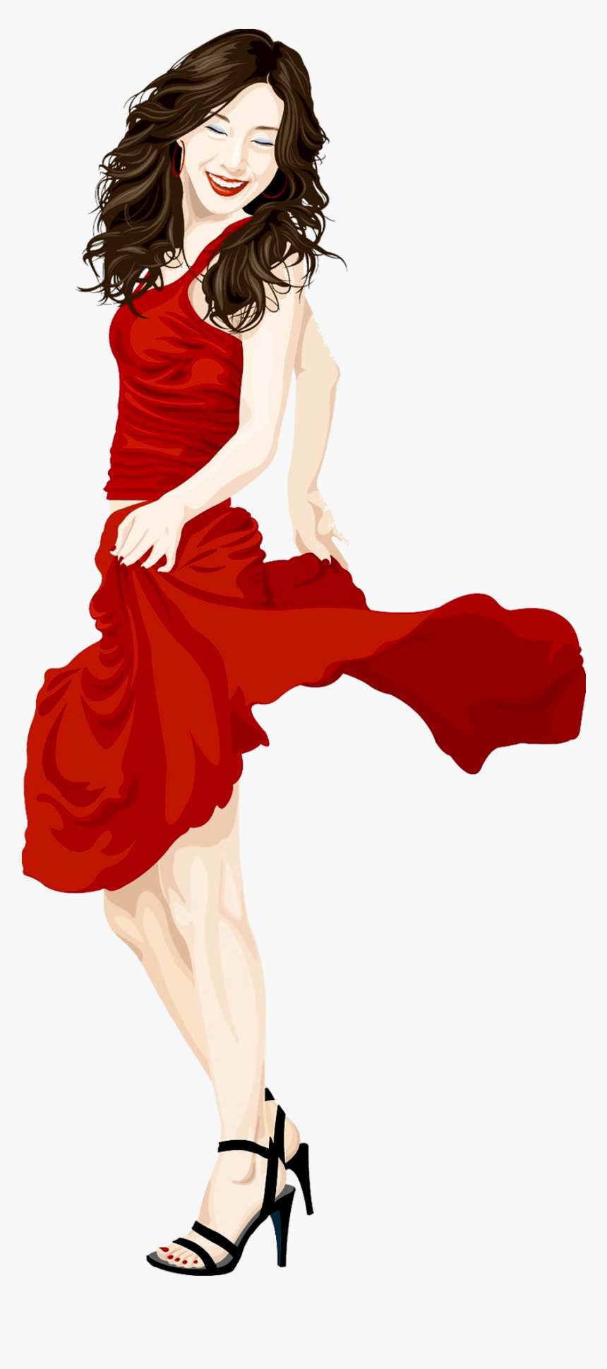 Lady In Dress Cartoon, HD Png Download - kindpng.