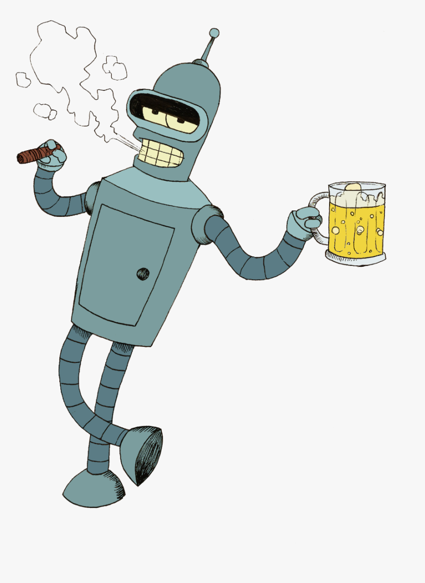 Bender Smoking And Drinking , Png Download - Robot De Futurama Transparent Png - kindpng