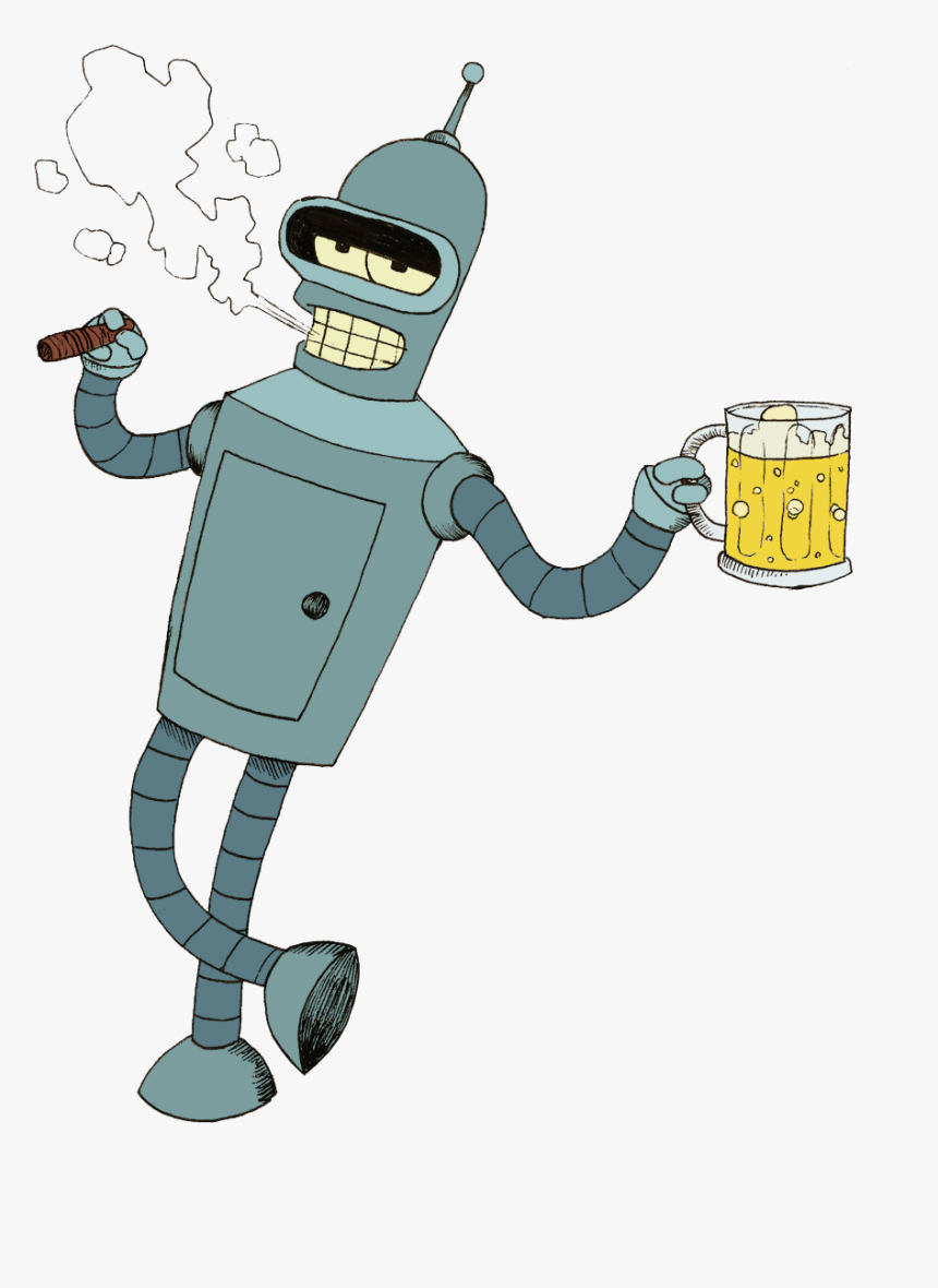 Bender Smoking And Drinking , Png Download - Robot De Futurama Alcoholico, Transparent Png, Free Download