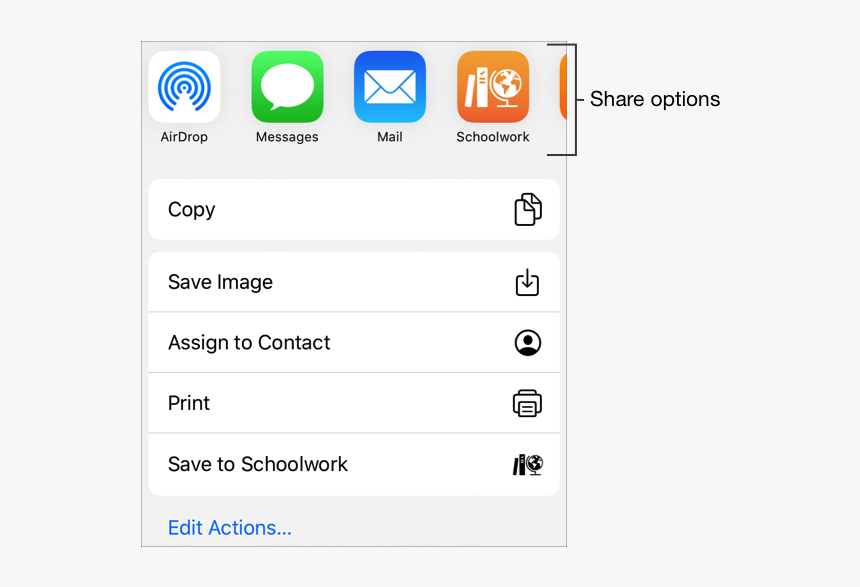 Share Button Commands Showing First Section Of Share - Ios13 Safari 共有 消す, HD Png Download, Free Download