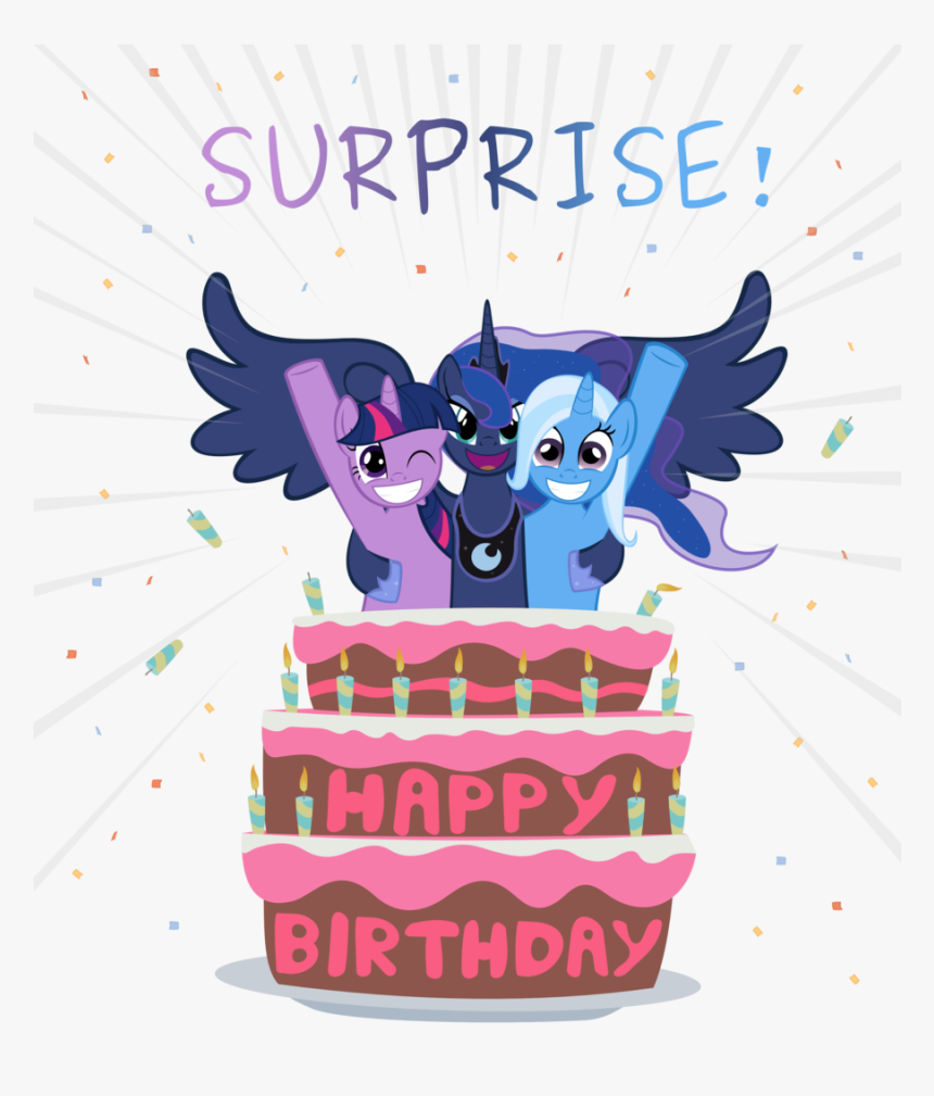 Surprise Birthday Rainbow Dash Pinkie Pie Rarity Fluttershy - My Little Pony Luna Happy Birthday, HD Png Download, Free Download