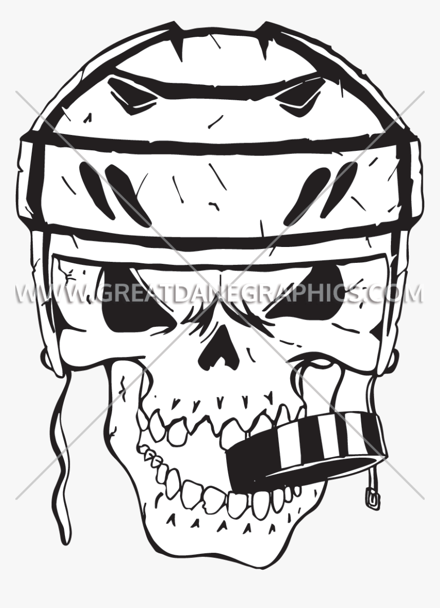 Clipart Skull Hockey - Skull With Hockey Helmet, HD Png Download, Free Download