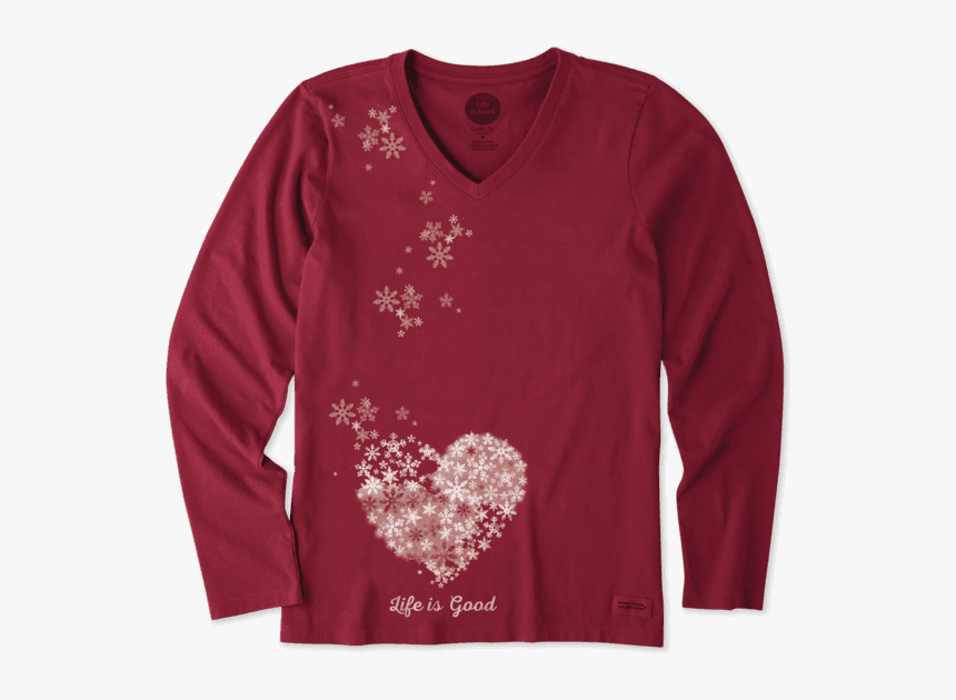 Women"s Floating Hearts Long Sleeve Crusher Vee - Womens Thanksgiving Shirts Funny, HD Png Download, Free Download