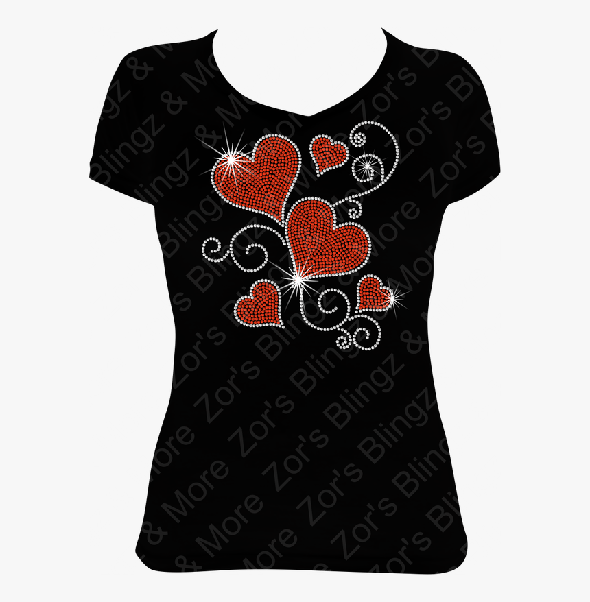 Floating Hearts Rhinestone T-shirt Design - Design Women T Shirts