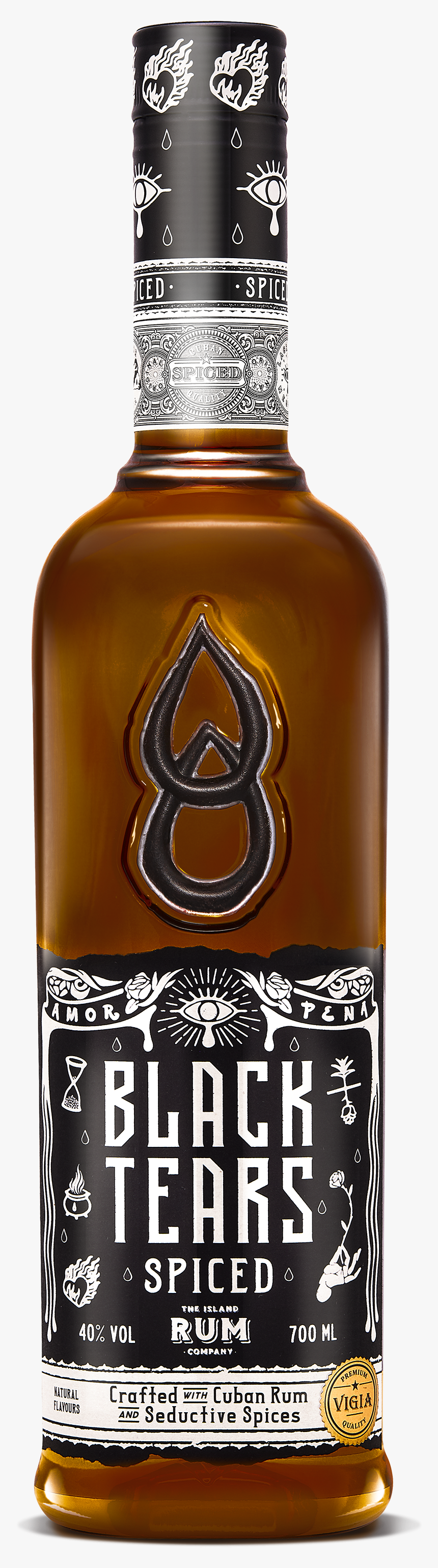 Black Tears Bottle Front - Black Tears Spiced Rum, HD Png Download, Free Download