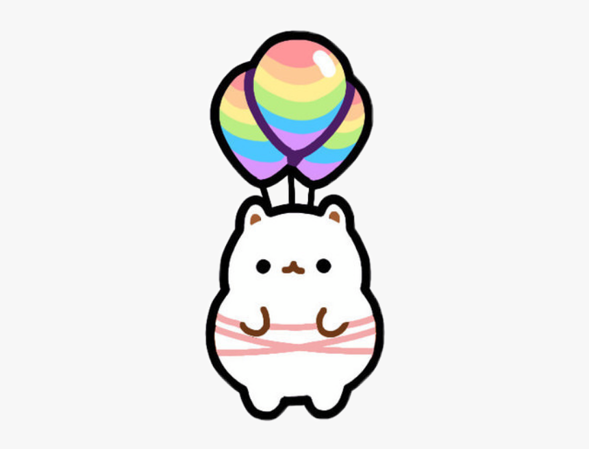 #kawaii #cute #cat #balloons #rainbow #string #freetoedit, HD Png Download, Free Download