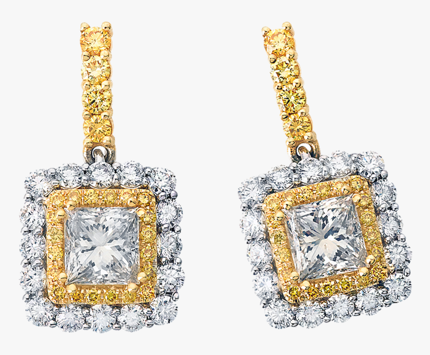 Yellow And White Diamond Earrings By El Paseo Jewelers - Earrings, HD Png Download, Free Download