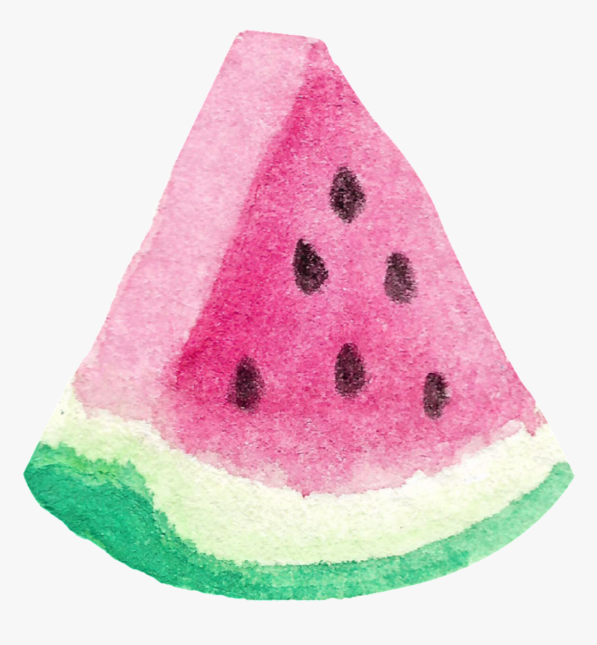Watercolor Hand Painted Piece Of Watermelon Transparent - Watermelon, HD Png Download, Free Download