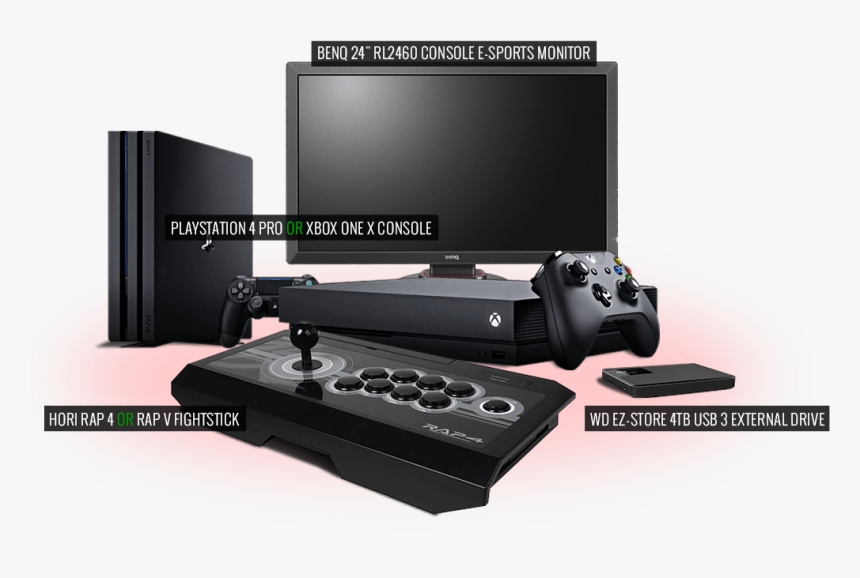 Win Ps4 Pro Or Xbox One X, Gaming Monitor, Hdd, Fightstick - Doorprize Elektronik Png, Transparent Png, Free Download