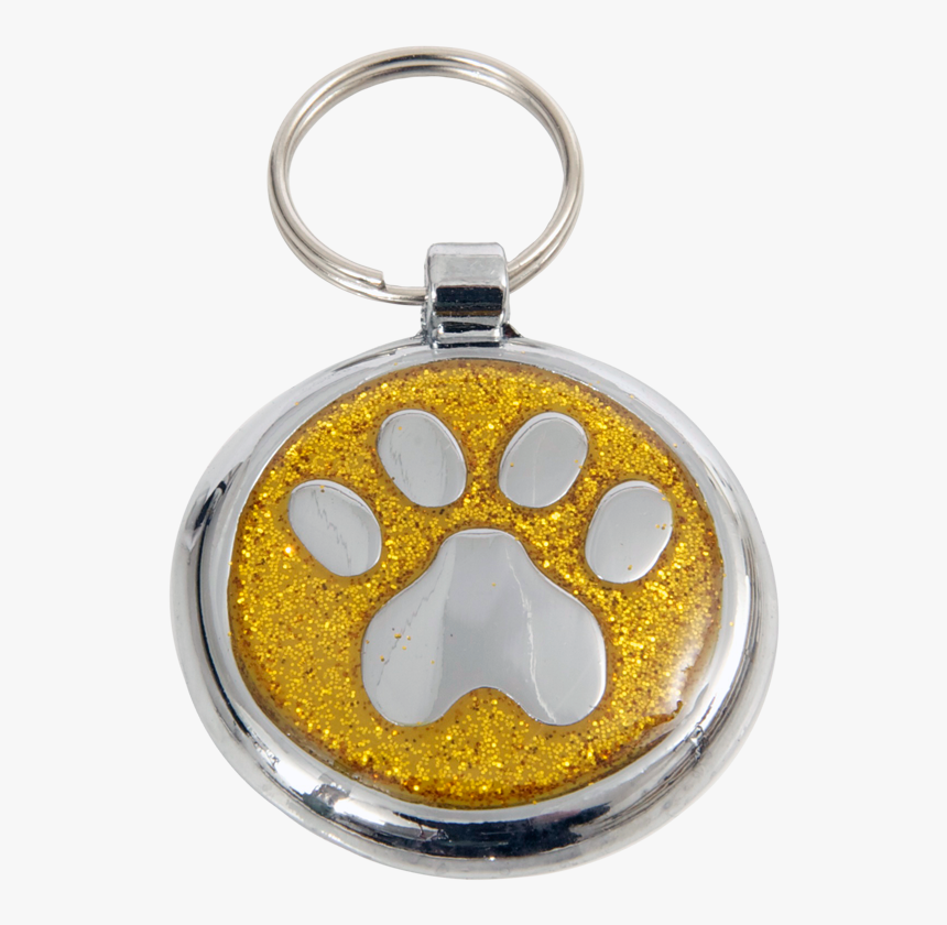 Luxury Designer Dog Tag Glitter Yellow Gold Paw Print - Keychain, HD Png Download, Free Download