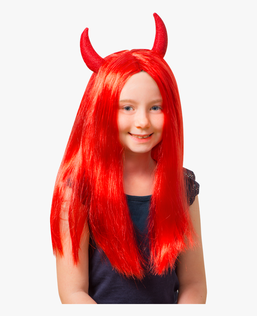 Red Devil Wig Halloween At Toys Png Devil Wig - Red Hair, Transparent Png, Free Download