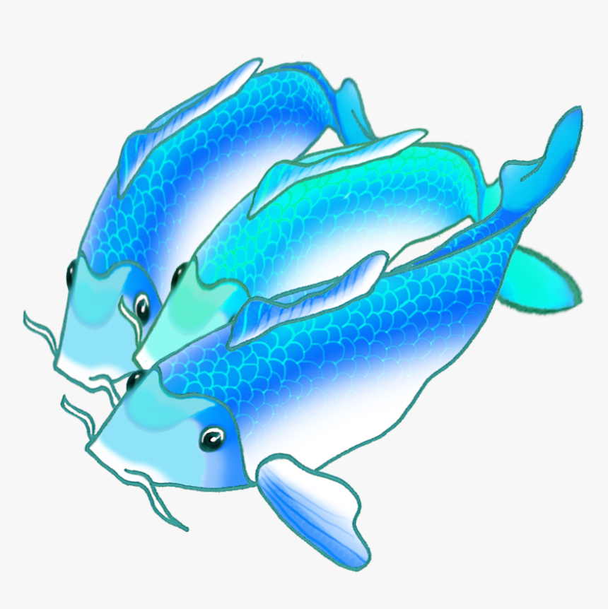 Colorful Koi Fish Draw Clipart , Png Download - Blue And Green Fish Koi, Transparent Png, Free Download