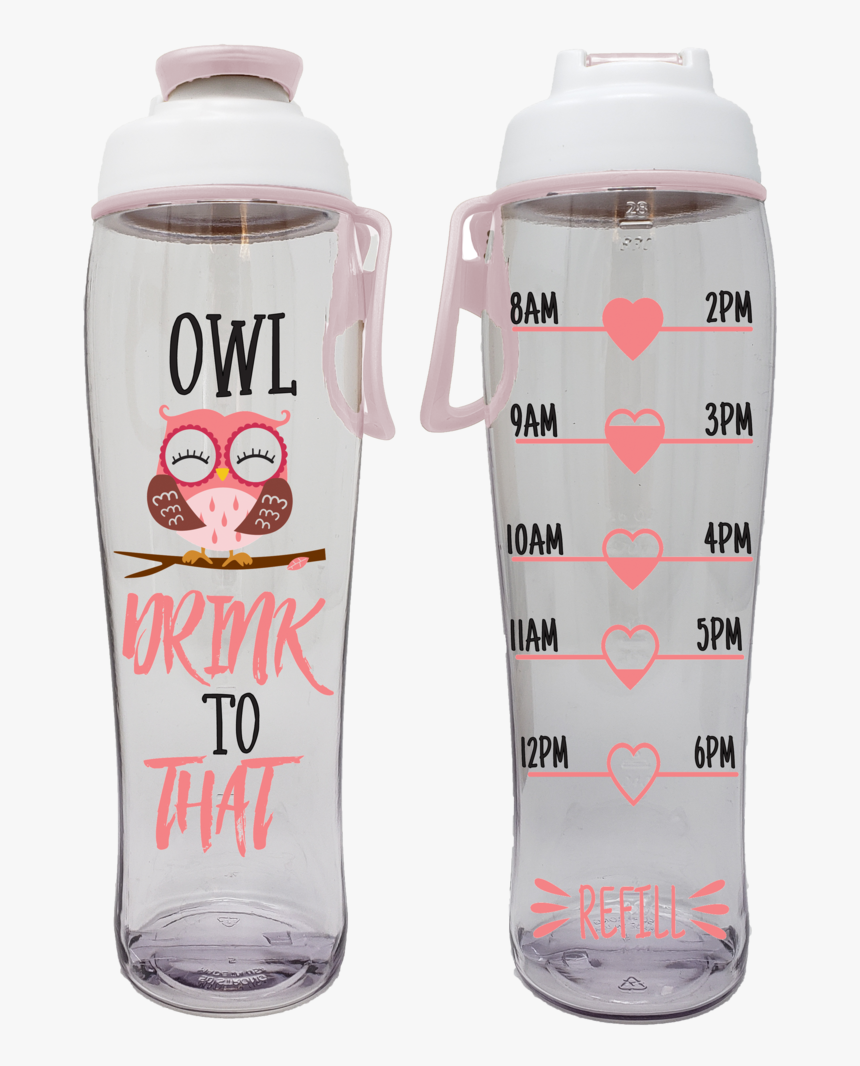 Owl Drink To That Hydration Tracker Water Bottle - Water Bottle, HD Png Download, Free Download