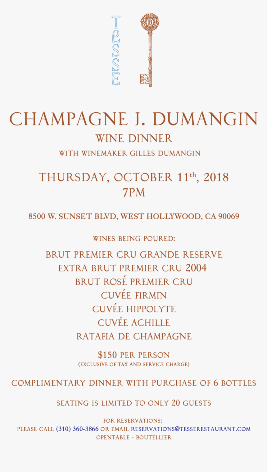 Champagne Dumangin Wine Dinner Invite, HD Png Download, Free Download