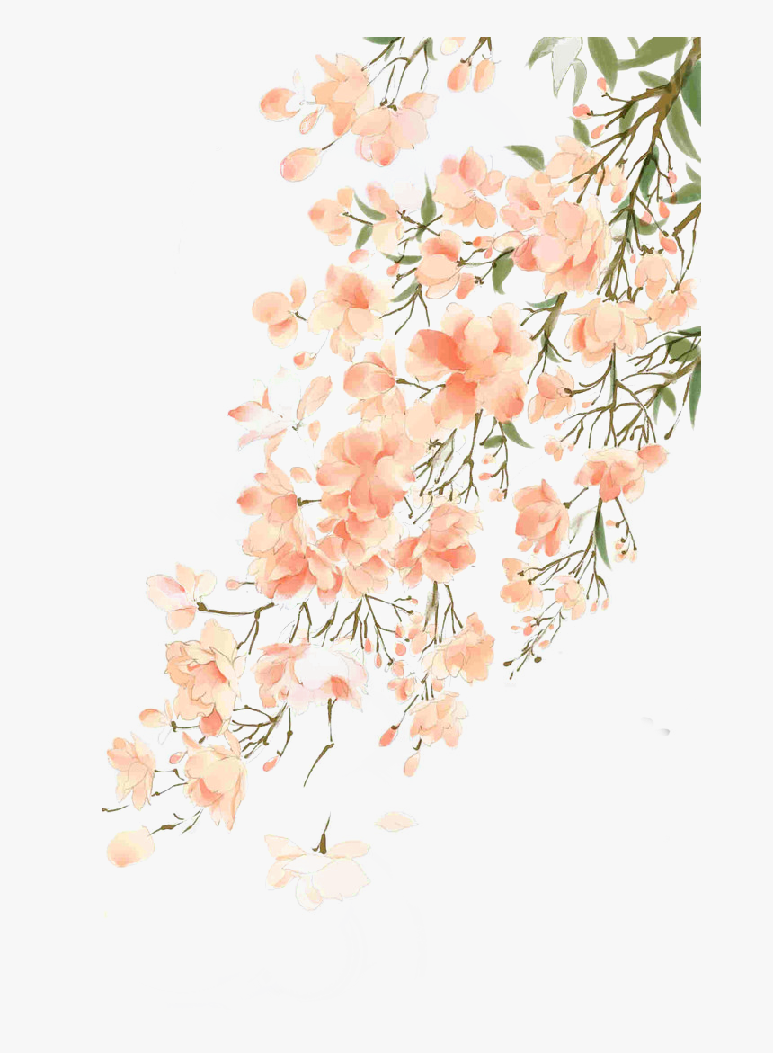 #flowers #png #remixit - Peach Flower Watercolor Background, Transparent Png, Free Download