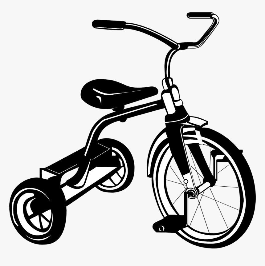 Transparent Bicycle Clipart Black And White - Tricycle With Transparent Background, HD Png Download, Free Download