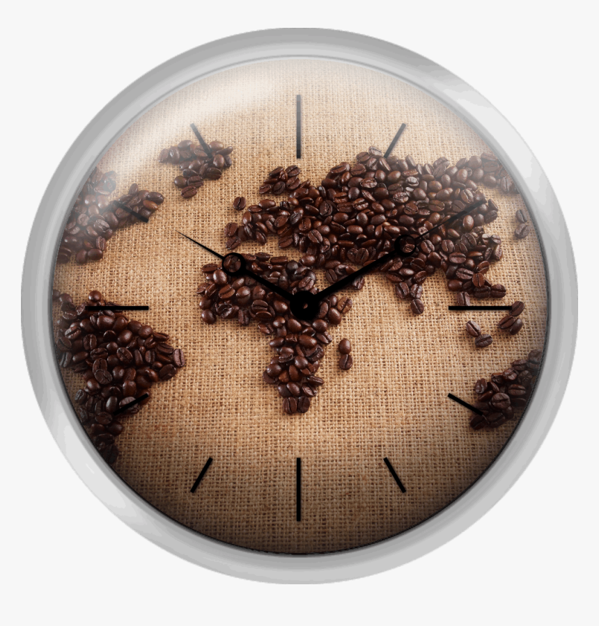 Coffee Beans Forming World Map On Burlap - World Map Of Coffee Beans, HD Png Download, Free Download