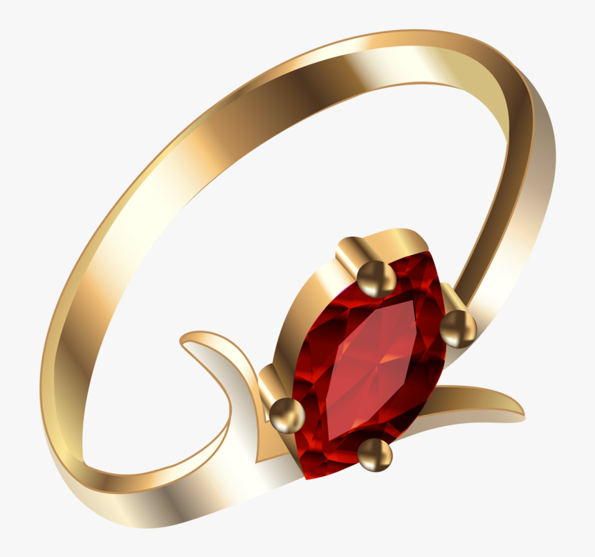 Gold Ring With Diamond Png - Golden Ring With Ruby, Transparent Png, Free Download