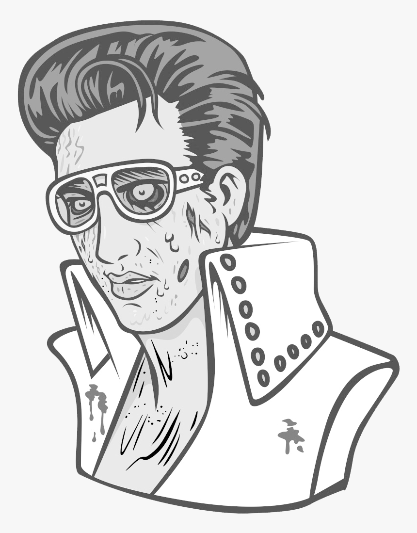 Large Bw Zombie Elvis - Zombie Elvis Disgraceland, HD Png Download, Free Download