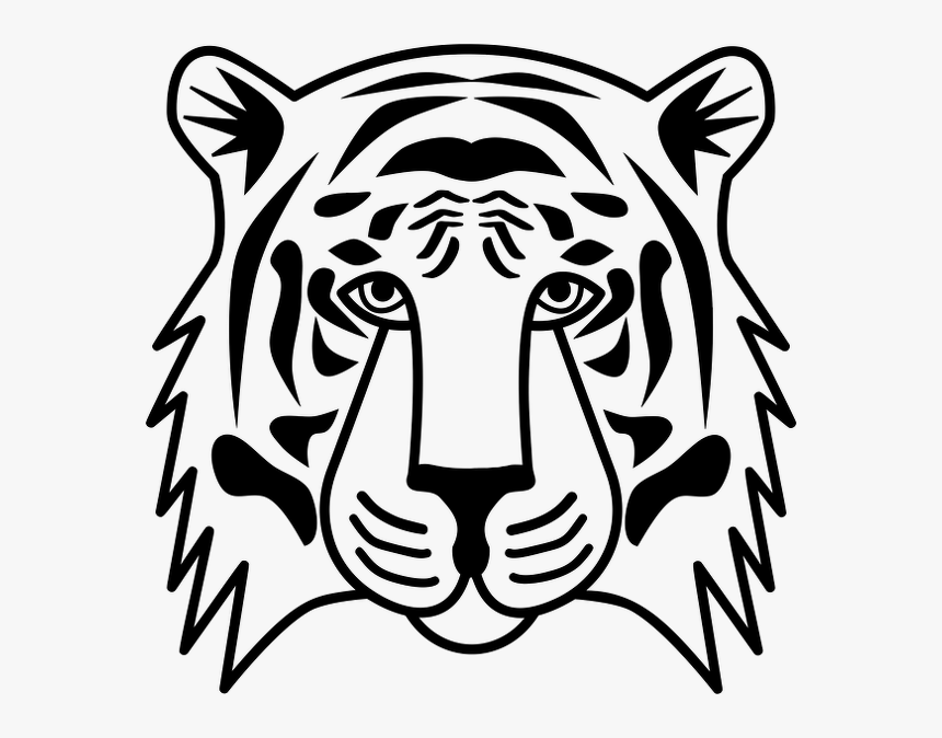 Tiger Head Line Art - Clipart Tiger Head Black And White, HD Png Download, Free Download
