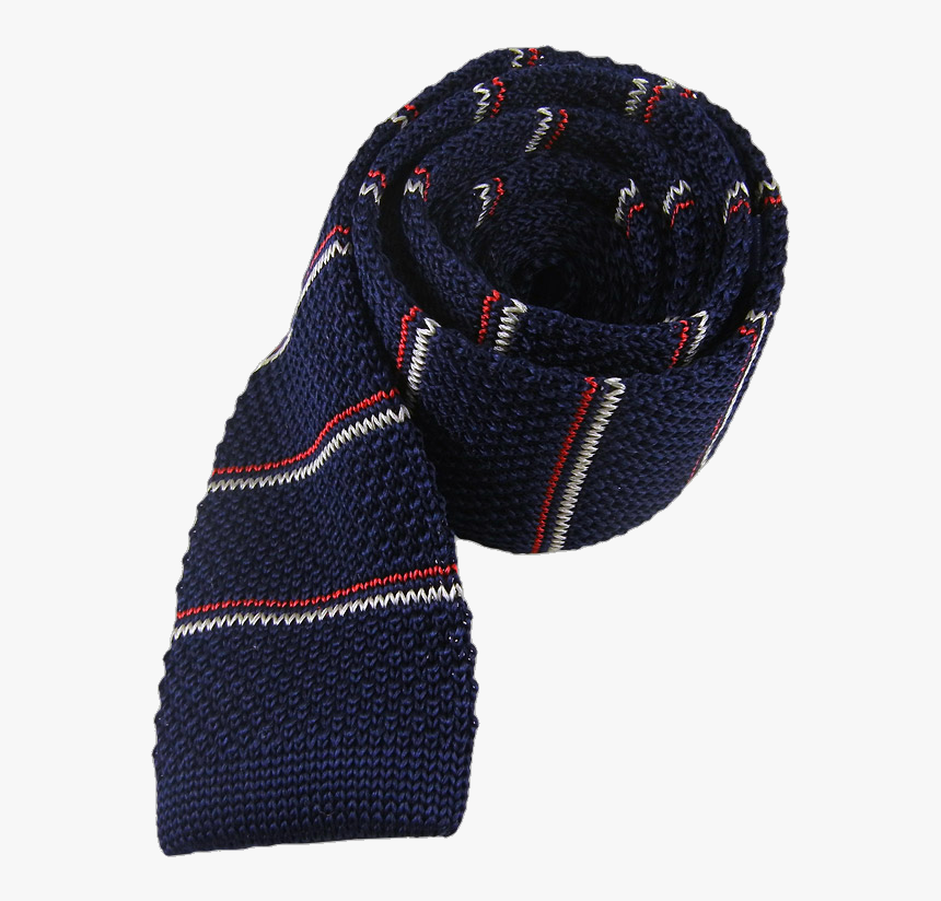 Navy Knarrow Knit Stripe Tie - Wool, HD Png Download, Free Download