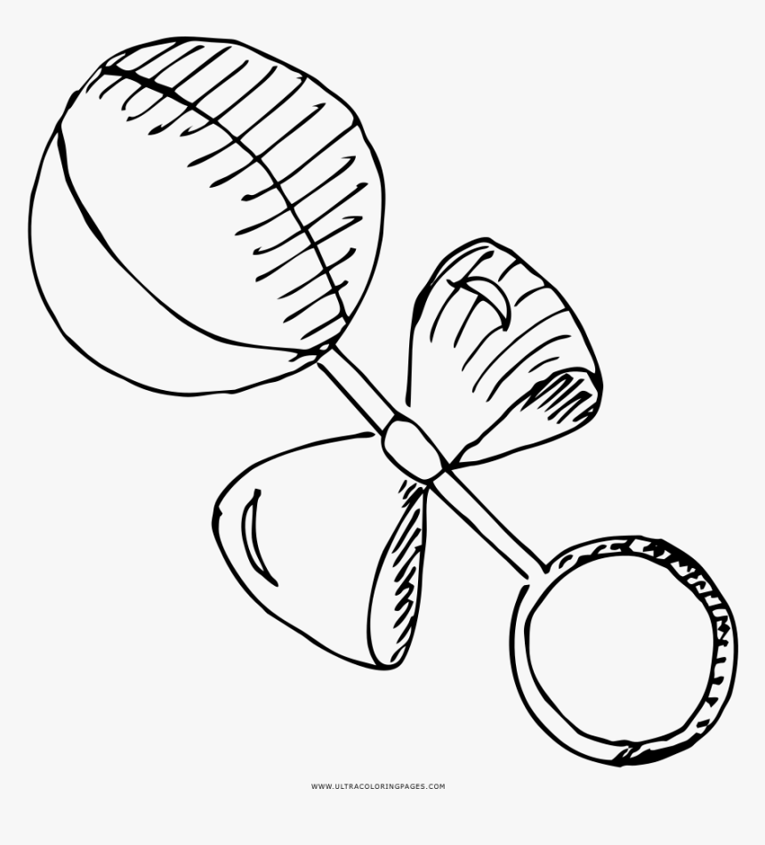 Baby Rattle Coloring Page - Drawing, HD Png Download, Free Download
