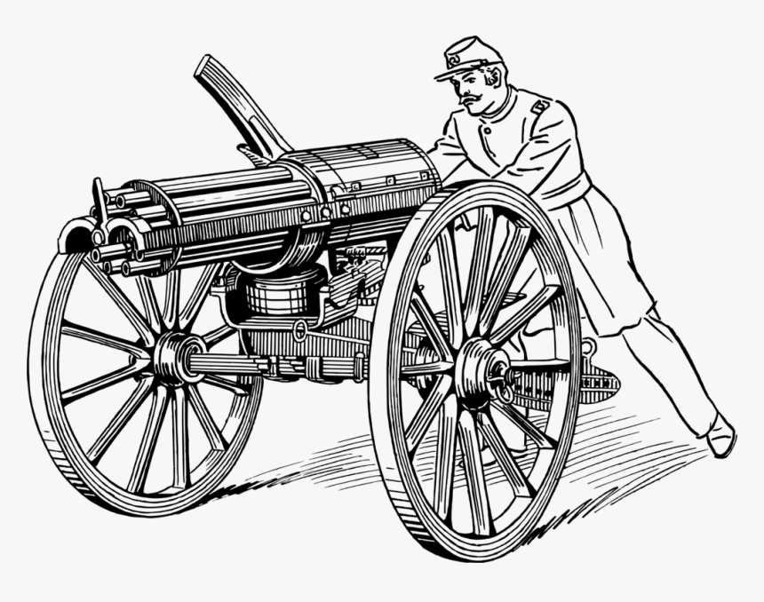 Wheel,line Art,chariot - Civil War Cannon Drawing, HD Png Download, Free Download