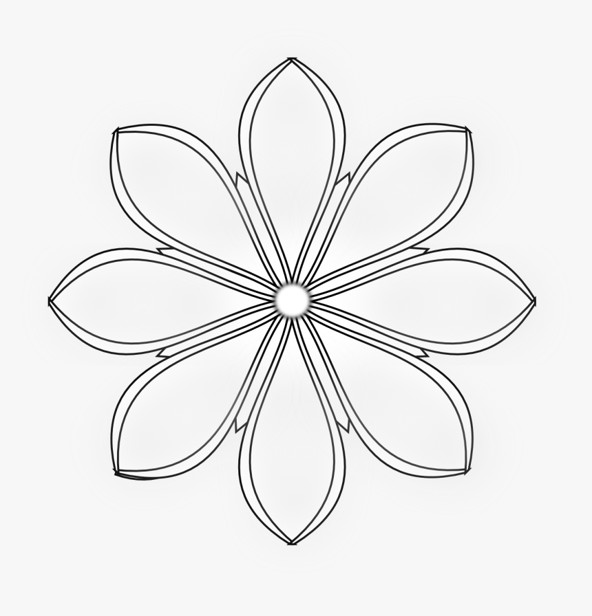 Black Flower Png - 8 Petal Flower Clipart, Transparent Png, Free Download