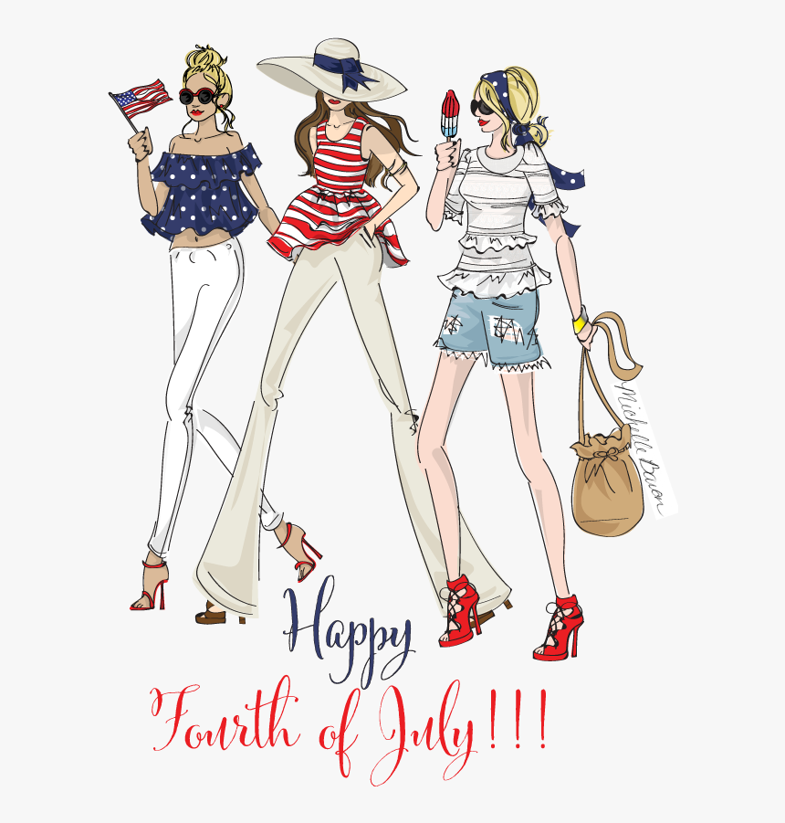 Happy Fourth Of July Lady Cartoon, HD Png Download, Free Download