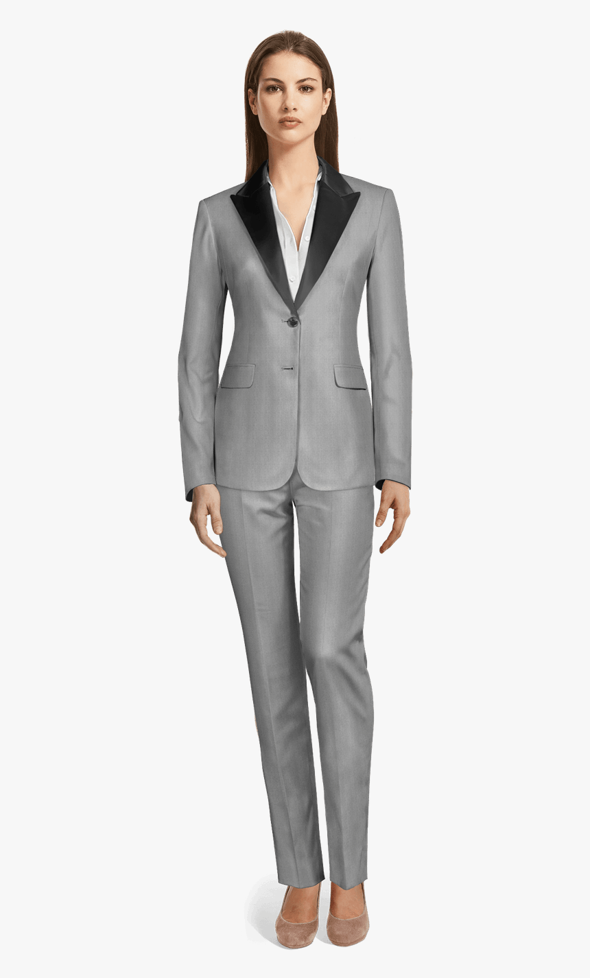 Black Shiny Tuxedo With Wide White Lapels - Womens Floral Tuxedo Suit, HD Png Download, Free Download